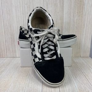 Vans Old Skool Lace Up Black Suede Checkerboard Canvas Sneaker Men 6.5 Women 8